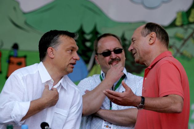 In 2011 Mr. Orbán (left) got into a heated discussion with Mr. Basescu (right) previous President of Romania.  Mr. Zsolt Németh Hungarian Secretary of State for Foreign Affairs is listening in the middle.