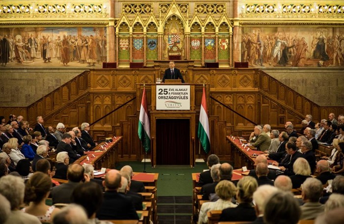 The Veritas Institute organizes a conference on the occasion of the 25th anniversary of parliamentary democracy in Hungary and the change in regime...without inviting key, liberal and left-wing participants in this history. Photo: Viktor Orbán's Facebook page.