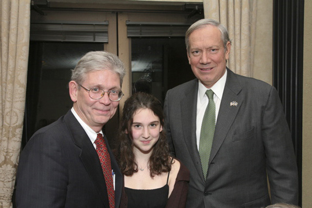 Good friends - Mr. Hámos (with glasses) and Gov. Pataki with Mr. Hámos's daughter Julia, who is a promising pianist.