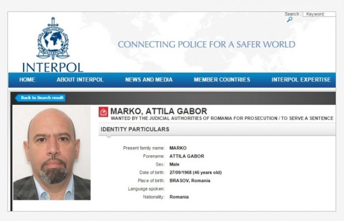 Attila Markó is on Interpol's most wanted list. 
