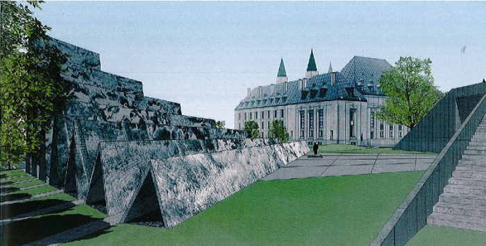 Design for the Tribute to Liberty's Victims of Communism monument, next to the Supreme Court of Canada. Source: Scan of the Tribute to Liberty brochure. 