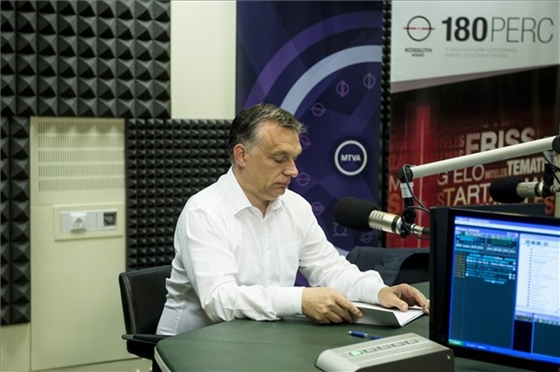 Viktor Orbán in Kossuth Rádió's studios on June 12th, 2015. Photo: Szilárd Koszticsák / MTI.