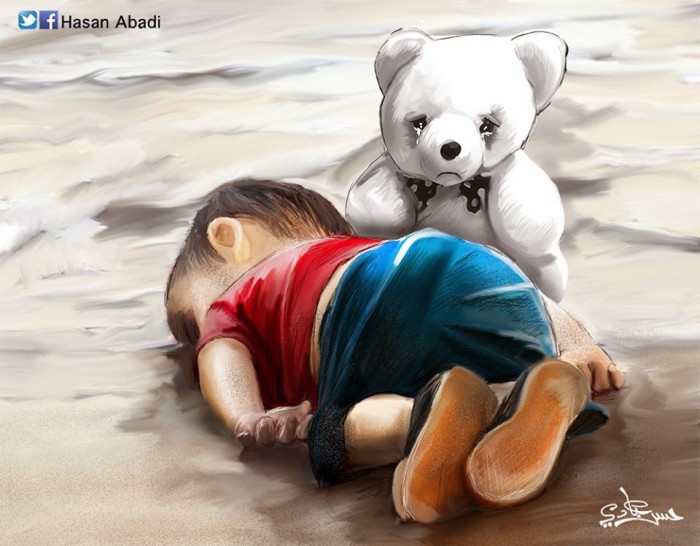 The tragedy of Syrian refugees, as seen by Hasan Abadi. 
