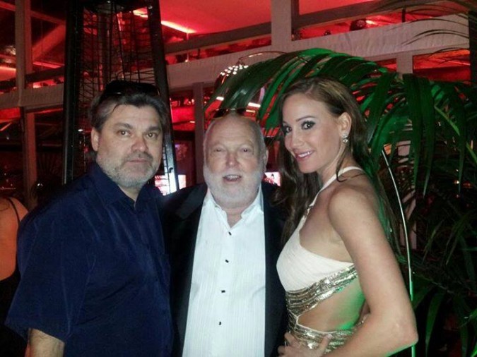 Mr. Hasulyó (in blue shirt) with film and media mogul Andy Vajna and his wife Timi  (Mr. Vajna has recently purchased channel TV2 in Hungary.) 