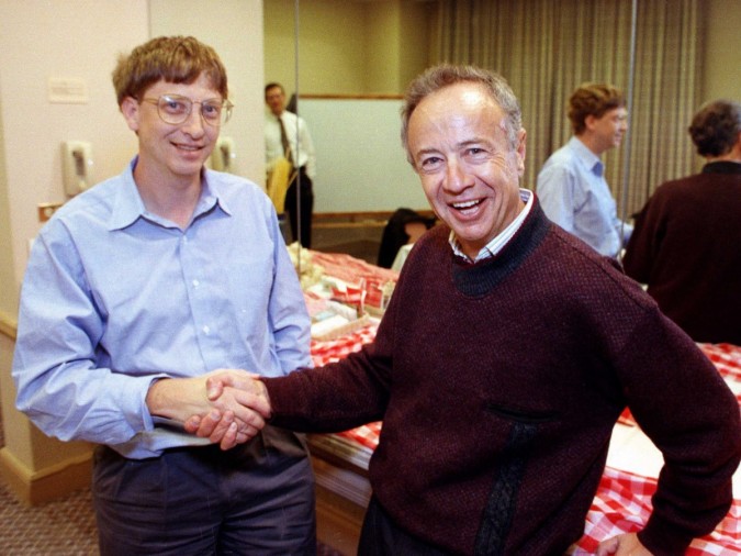 The young Bill Gates of Microsoft with Andy Grove.