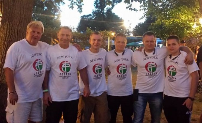 New York Jobbik party members line up for group photo.