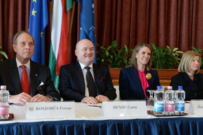 Mr. Frank Koszorus, The Hungarian-American Federation (left) and US Ambassador Colleen Bell (third from left) in Budapest