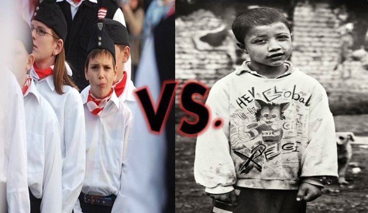 Young Hungarian Nazis-in-training and the Roma children that they aim to terrorize.