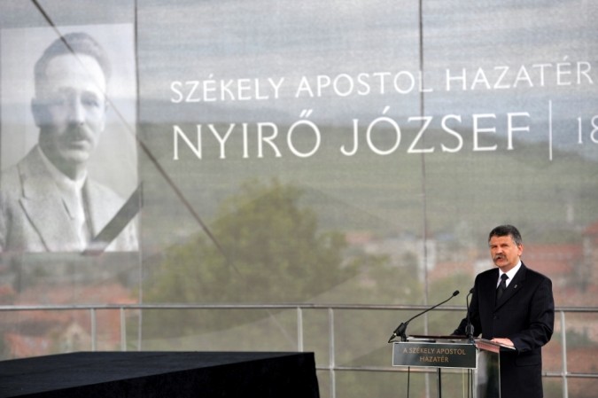 The reburial of fascist politician and author József Nyirő - House Speaker László Kövér speaks. 
