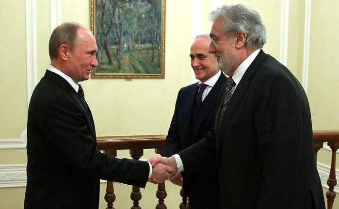 Russian President Putin and Placido Domingo.