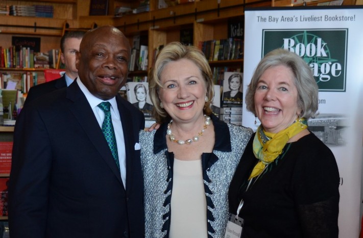 Willie Brown (left), Hillary Clinton (middle) in a San Francisco bookstore.