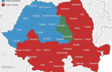 Blue represents counties that supporter Mr. Johannis, while those in red voted for Mr. Ponta. The two Hungarian-majority counties of Székelyföld, or Szeklerland, voted for Mr. Kelemen, of RMDSZ. Illustration produced by Transindex.ro and based on 98% of the votes.