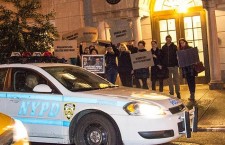 Demonstration at the Hungarian Consulate in NYC. Ferenc Kumin calls the NYPD to deal with the peaceful protesters.