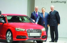 Audi Hungaria boss Mr. Rupert Stadler, Prime Minister Viktor Orbán and VW boss Mr. Martin Winterkorn at happier times.