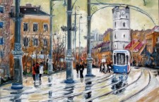 Streetcars in Debrecen. Illustration: György Ozsváth.