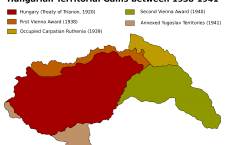 Hungary's territorial gains in World War II, as an ally of Nazi Germany.