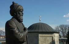 The statue and tomb of  Ottoman poet Gül Baba in Budapest. The tomb was constructed between 1543 and 1548.
