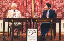 Sir Roger Scruton in Budapest with Mr. Marion Smith (right) of the Common Sense Society.